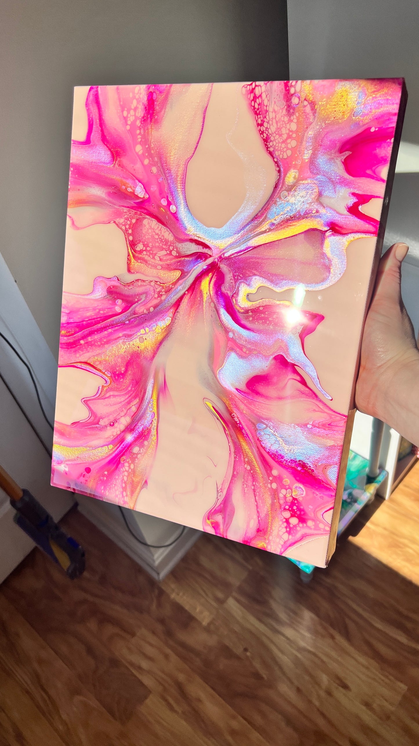 Pink Dutch Pour 12”x16”